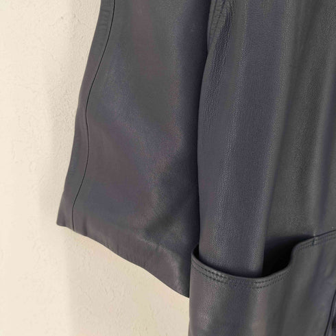 裏地ペイズリー ダブルブレスト レザージャケット レディース